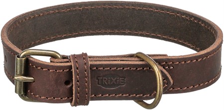 Rustic råläder halsband, XS-S: 27-34 cm/18 mm, mörkbrun