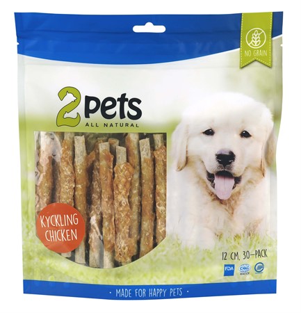 2pets Tuggpinne mald, kyckling, 12cm, 30-pack, 400g