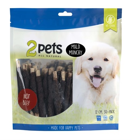2pets Tuggpinne mald, nötkött, 12cm, 30-pack, 400g