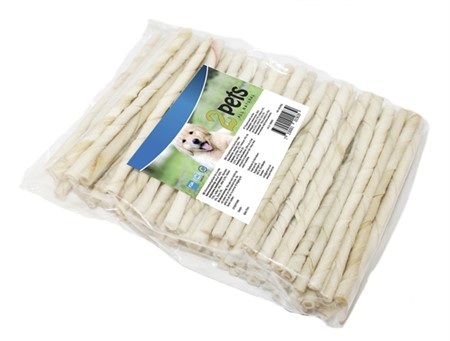 2pets Tuggpinne vriden vit, 12 cm/ 7-8 mm, 100-pack