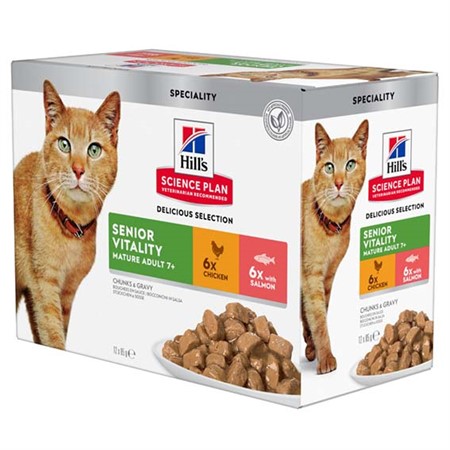 Hills Feline Senior Vitality Chicken&Salmon 12x85g