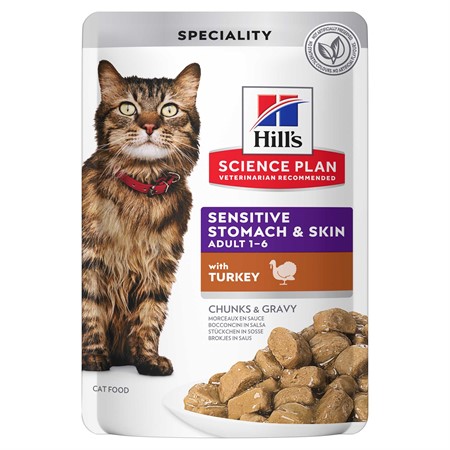 Hills Feline Adult Sen.Stomach & Skin Turkey 12x85g