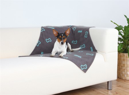 Barney filt, fleece, 100 x 70 cm, grå m benmotiv