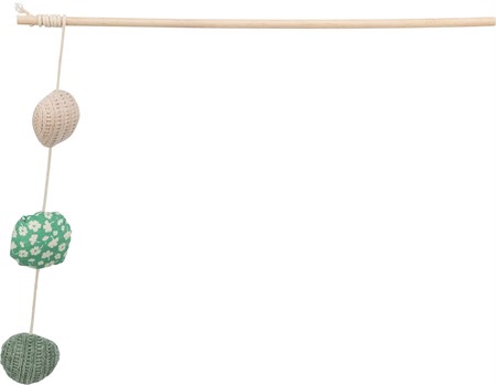 Kattvippa med 3 tygbollar, catnip, 40 cm