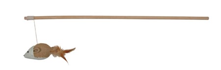 Kattvippa med mus, jute/fjäder, catnip, 50 cm