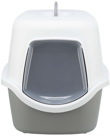 JP, Kattlåda, med huv, 40 × 40 × 56 cm, grå/vit