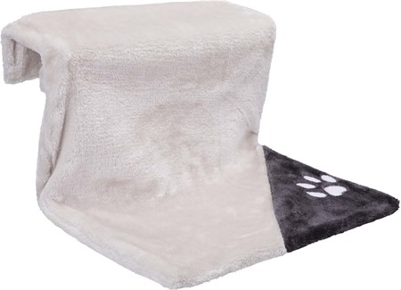 JP, Elementsäng, plysch, 45 × 24 × 31 cm, grå/svart