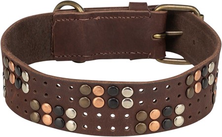 Rustic råläder halsband Nitat, S-M: 34-40 cm/30 mm, mörkbrun