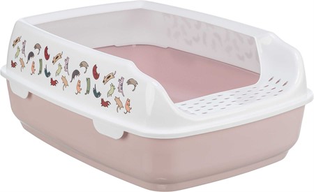 Kattlåda Delio, m kant, 38 × 20 × 50 cm, ljuslila/vit