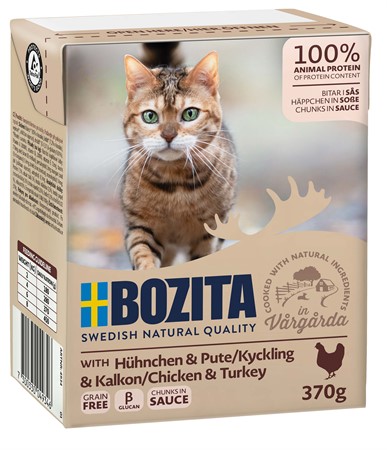 Bozita Katt Tetra Bitar i sås med Kyckling & Kalkon 370 g