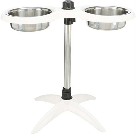 Matbar, justerbar, melamin/rostfri, 2 × 2.4 l/ø 25 cm, vit