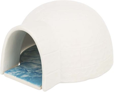 Igloo med kylplatta, möss/hamster, keramik, 13 × 9 × 15 cm, vit