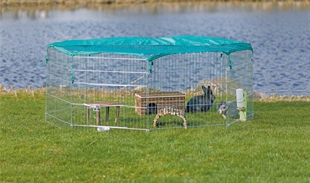 Utehage med skyddsnät, galv. metal, 8 sekt.  ø 210 x 75 cm